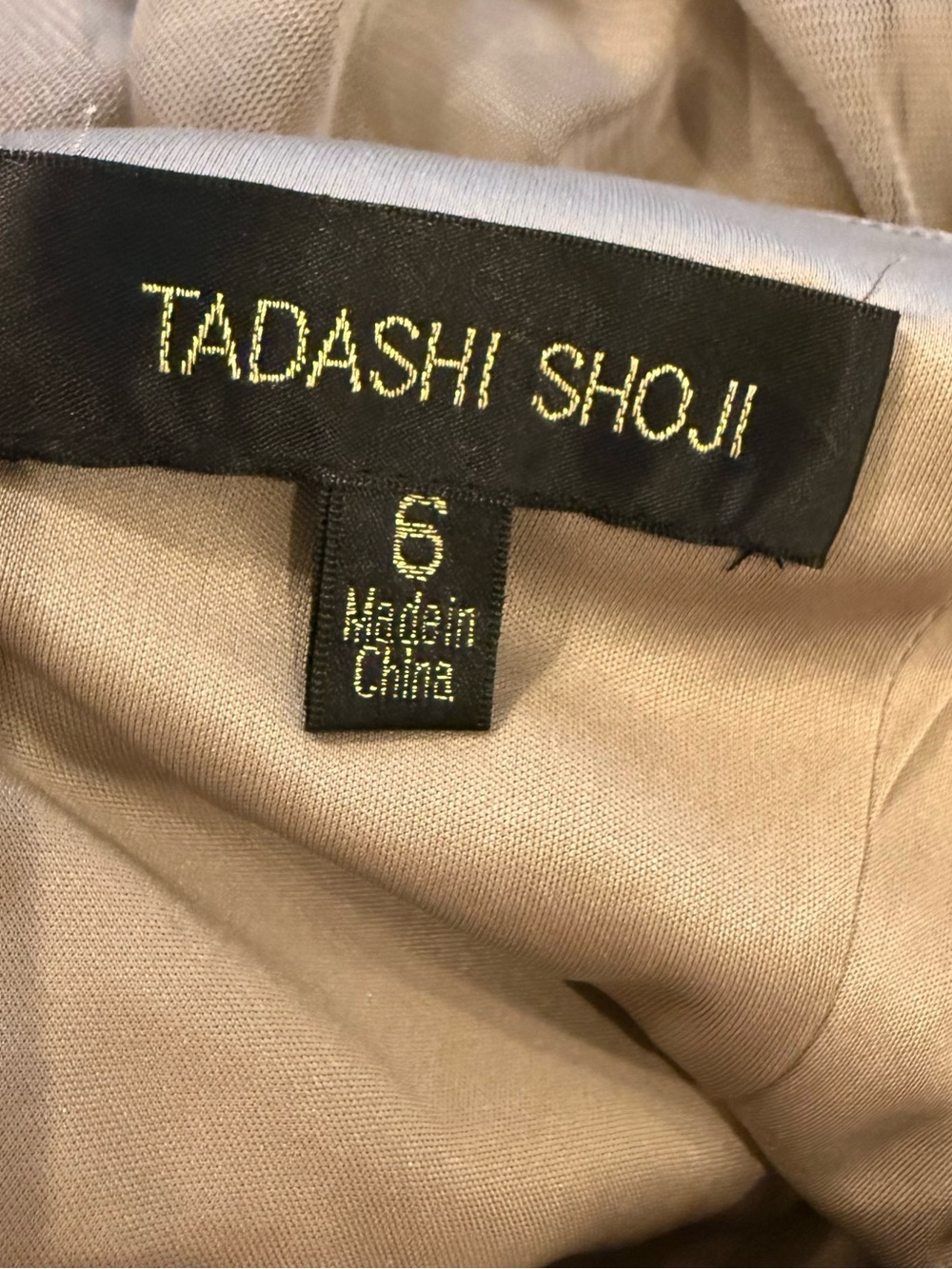Tadashi Shoji Long Dress Women’s 6 Lace 3/4 Sleeves Belted Taupe Gold Modest NWT - Picture 8 of 14